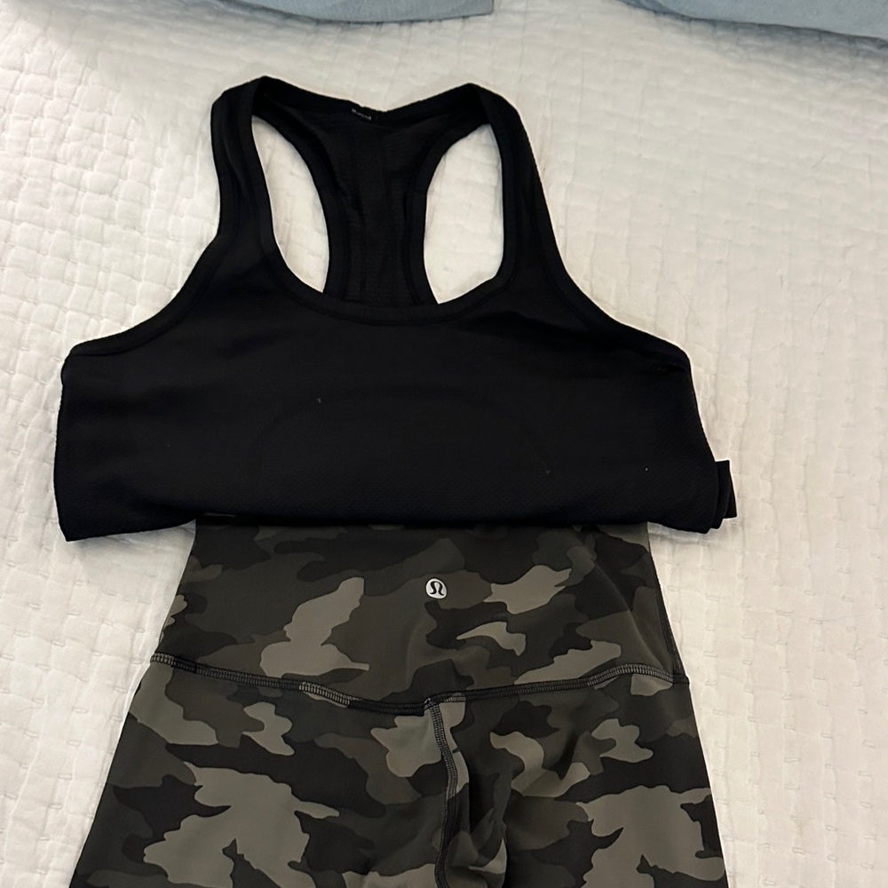 lululemon leggings and Black top/Camouflage Leggings-selling as a set